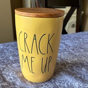 Rae Dunn by Magenta Crack Me Up Ceramic Canister with Wooden Lid